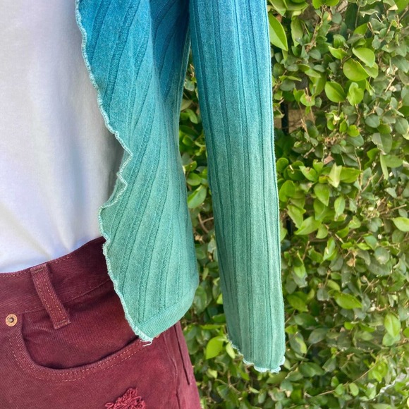 ReDyed Cardigan With Blue to Green Ombre - Picture 5 of 6